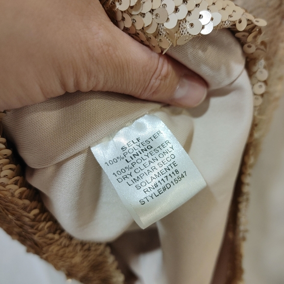 Lulu's Swimming in Shimmer Matte Light Rose Gold Sequin Dress XL Mini Sleeves - Picture 8 of 9